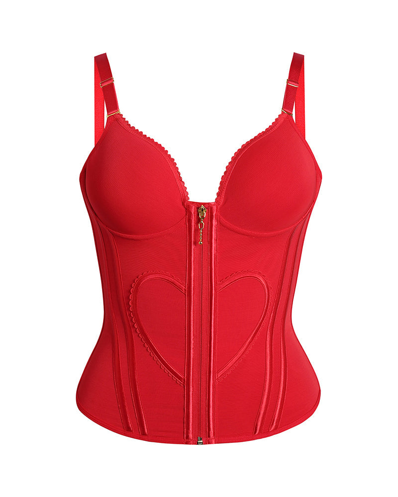 Shapshe® Fajas Colombianas Love Pattern Corset Top Zipper Waist Trainer