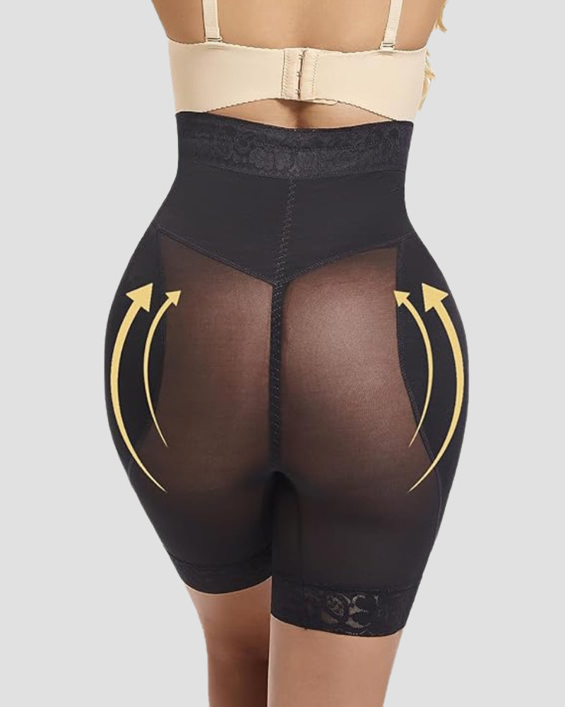 4 Row Button High Waist Hip Lift Shaping Shots With Removable Pads  - By Qivii