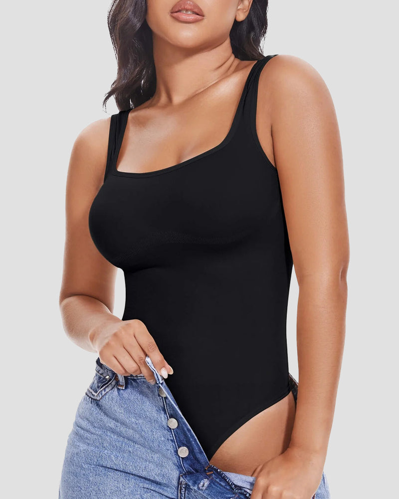 Sexy U-Back Tummy Control Shapewear Thong Bodysuit  - By Qivii