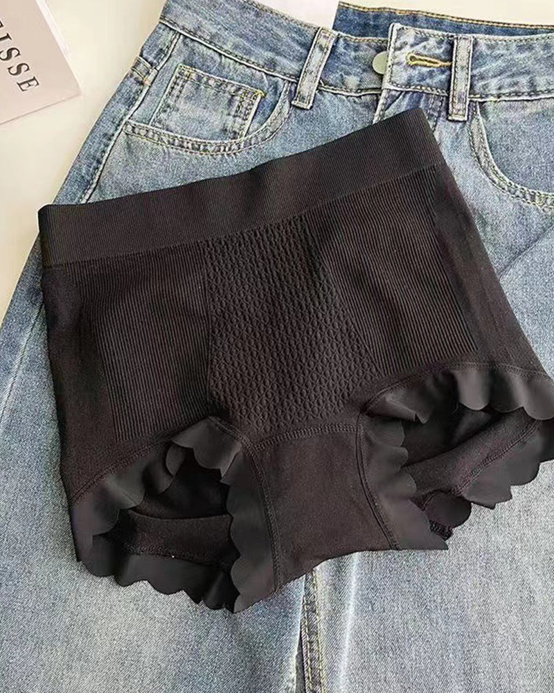 High Waist Tummy Tuck Cotton Antibacterial Bottom Seamless Underwear  - By Qivii