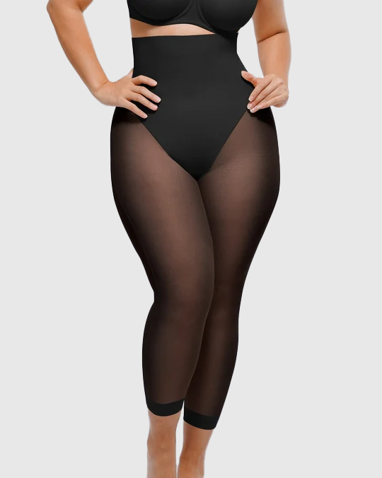Seamless Tummy Control Butt-Lifting Shaping Mesh Capri Leggings