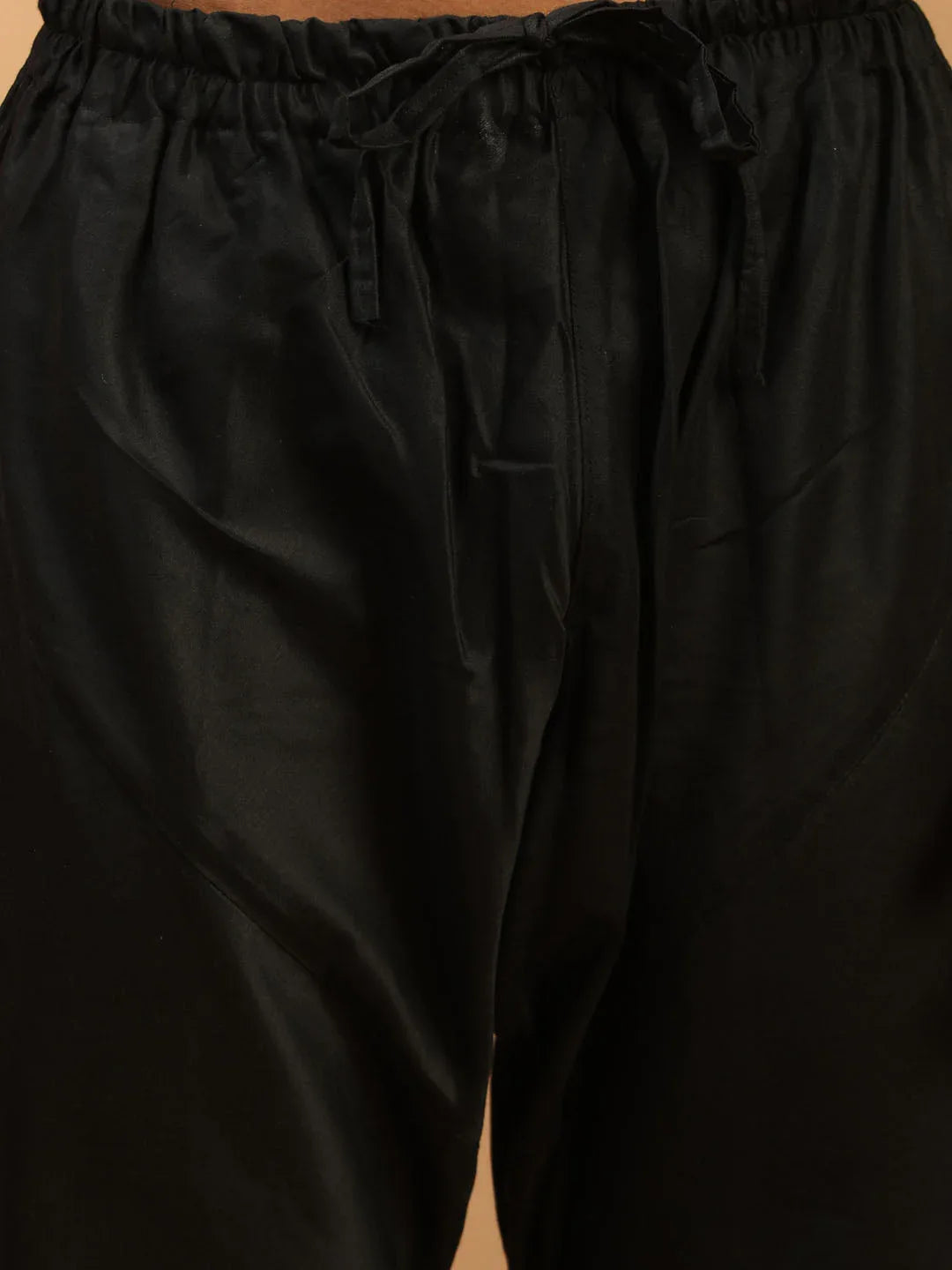 Men's Black Mirror Kurta Pyjama And Dupatta Set