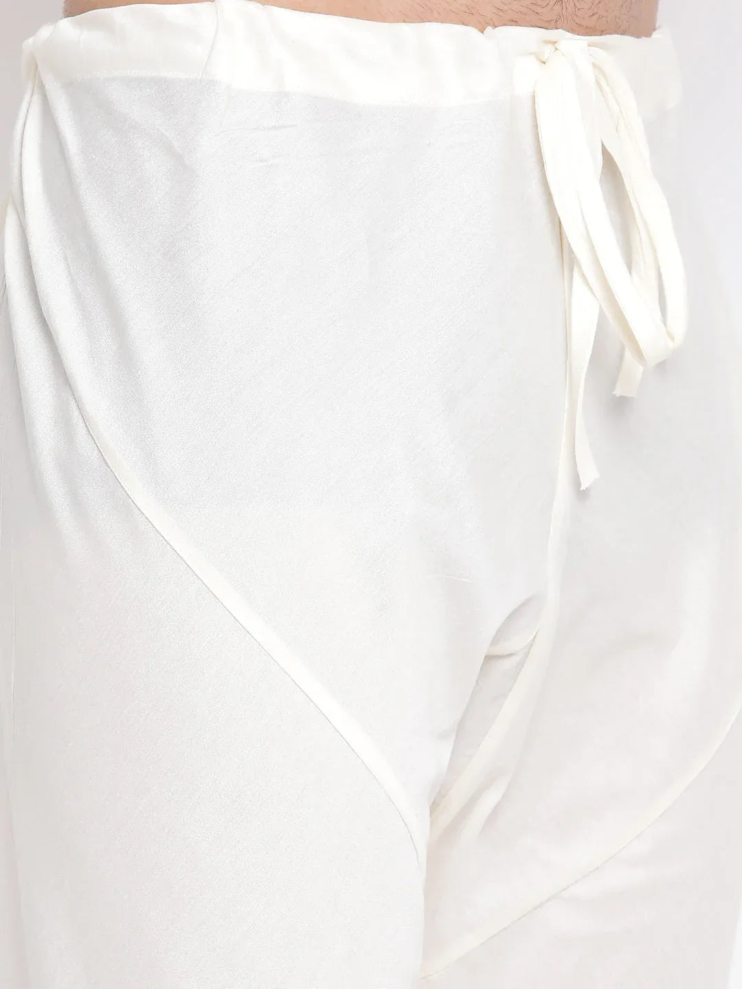 Men's Cream Viscose Rayon Kurta Pyjama Set