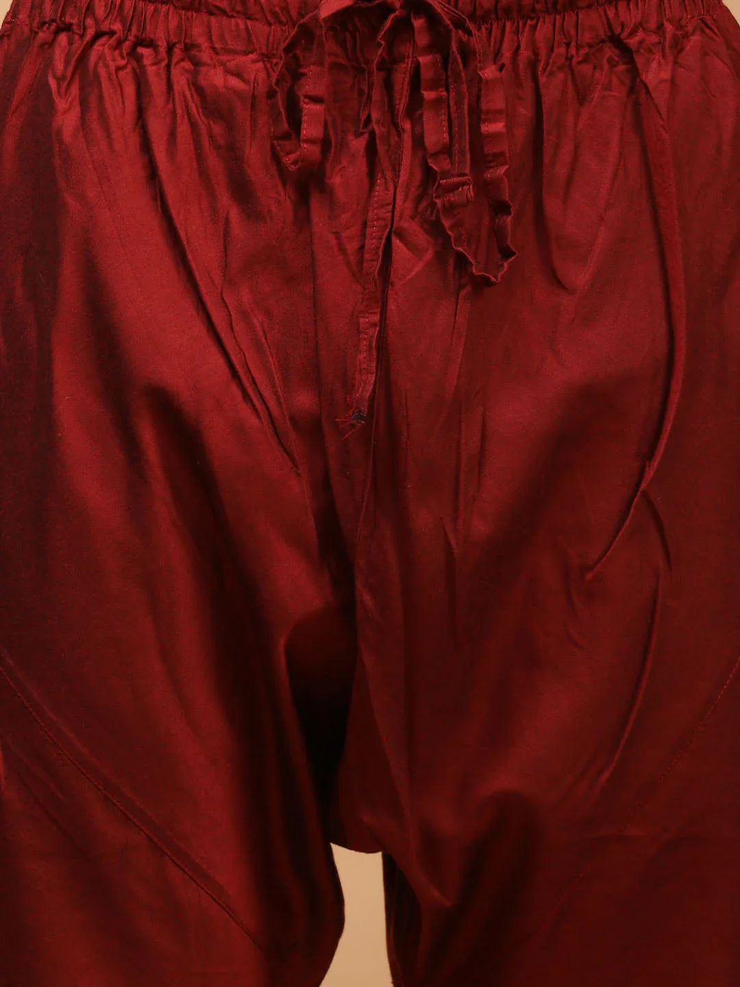 Men's Maroon Viscose Kurta Pyjama Set