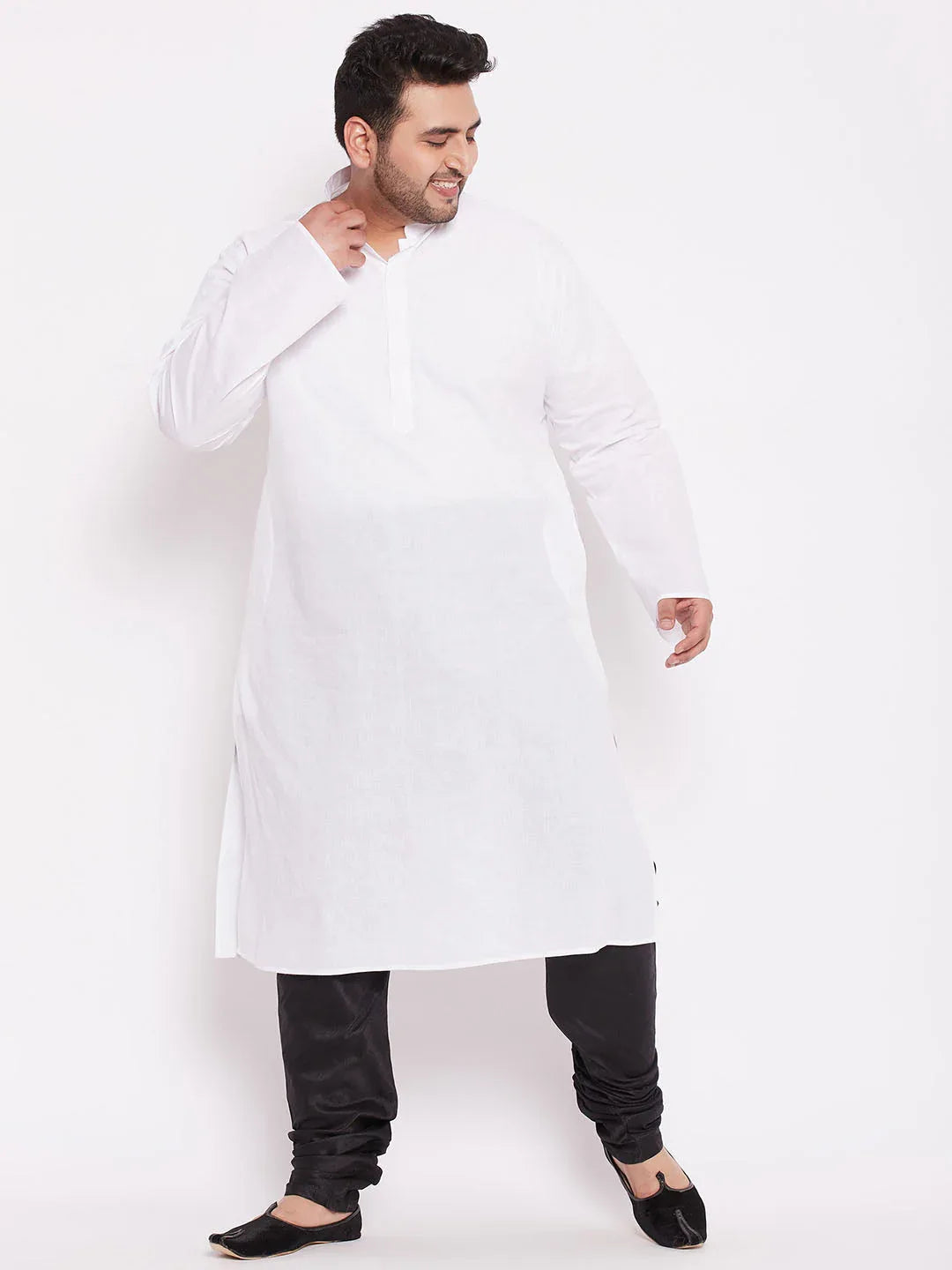 Men's  Plus Size Black Silk Blend Pyjama