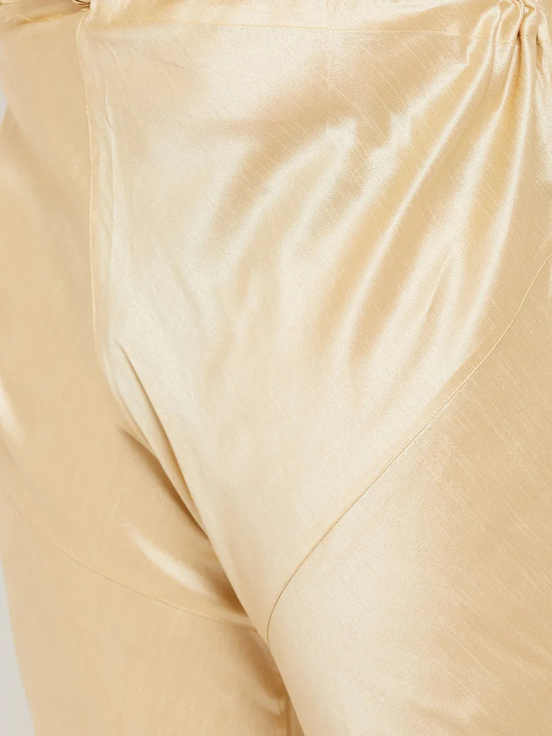 Men's Plus Size Golden Silk Blend Kurta Pyjama Set