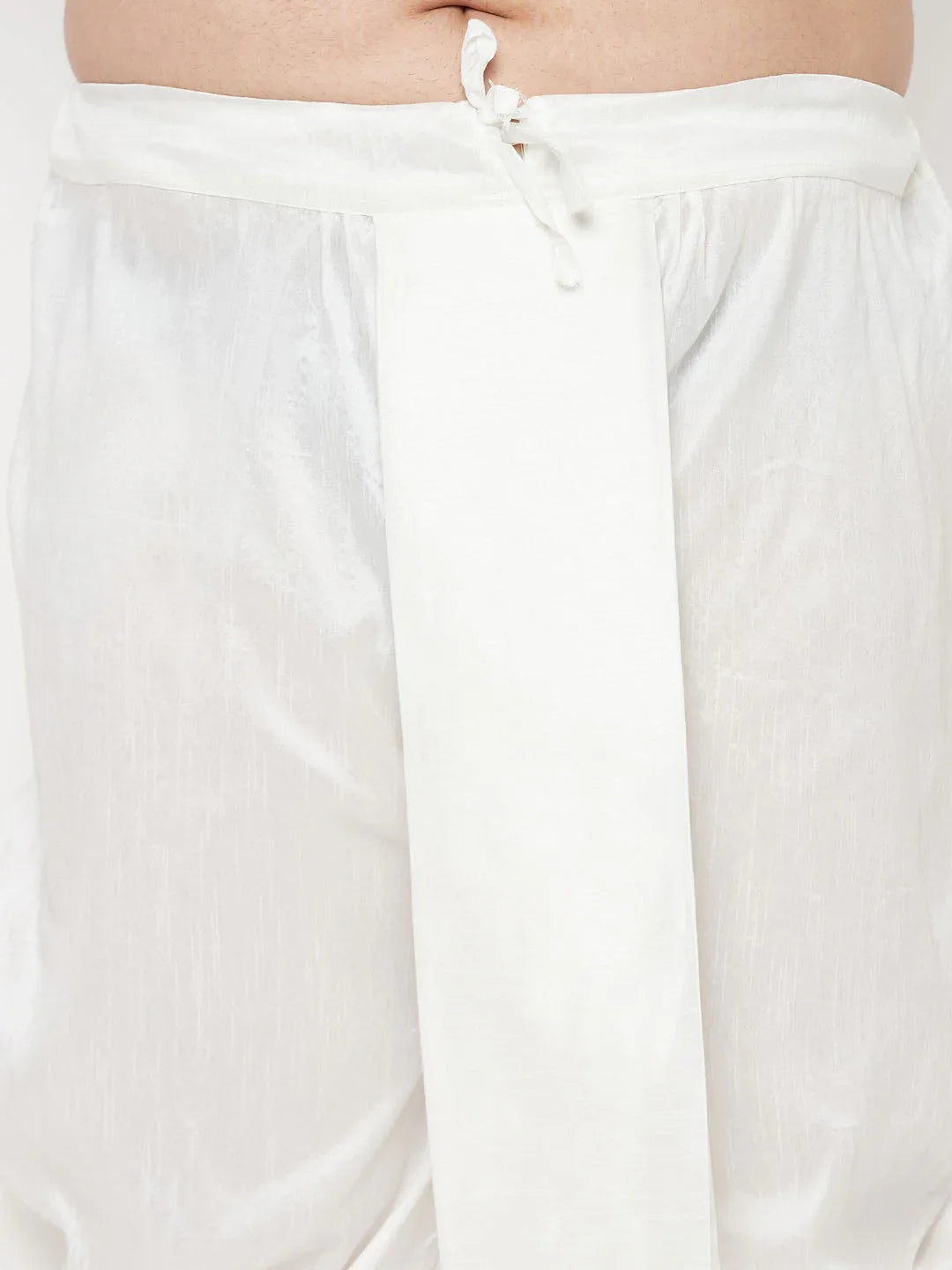 Men's Plus Size White Cotton Blend Solid Traditional Dhoti