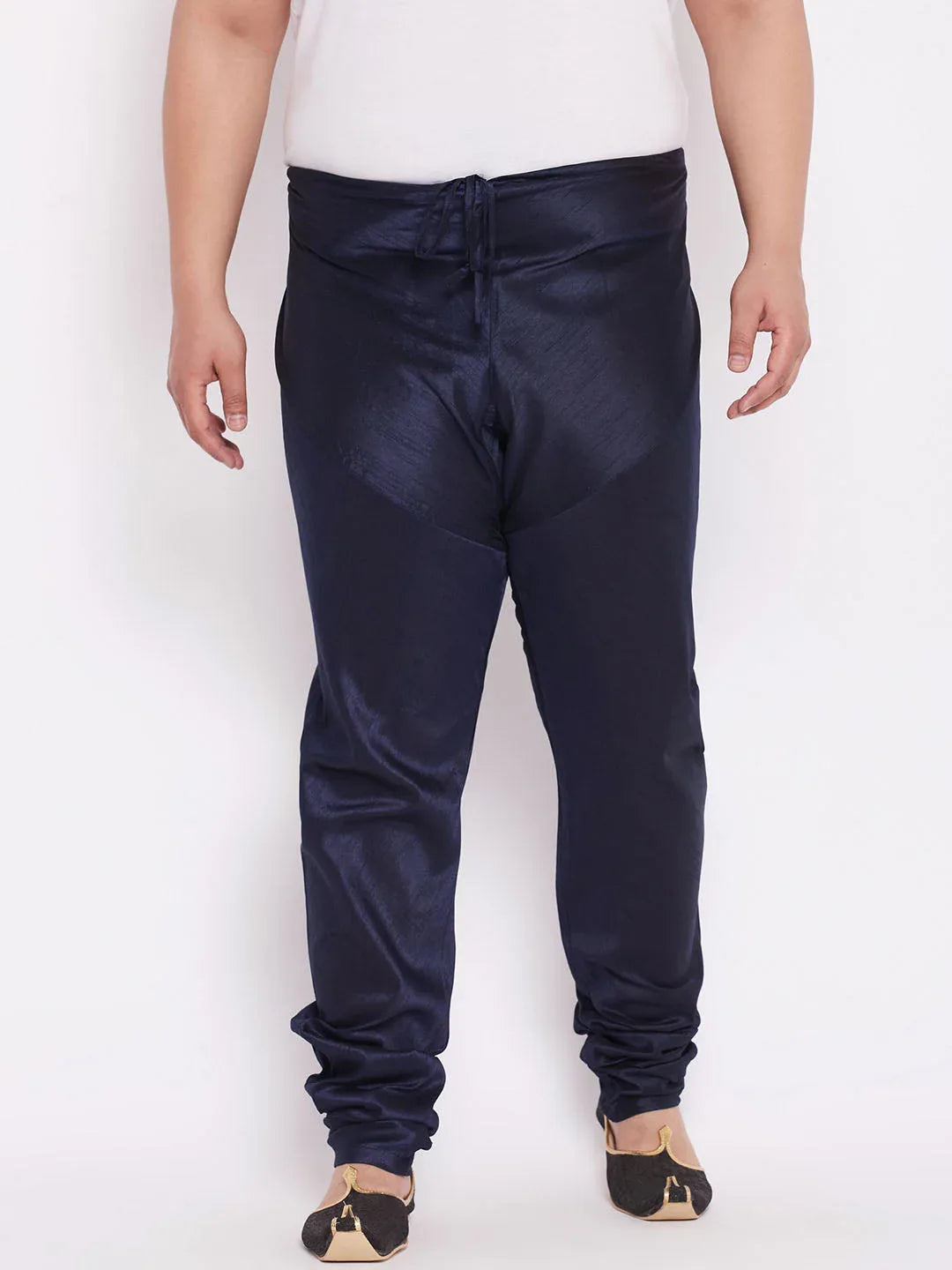 VASTRAMAY Men's Plus Size Blue Cotton Silk Blend Pyjama