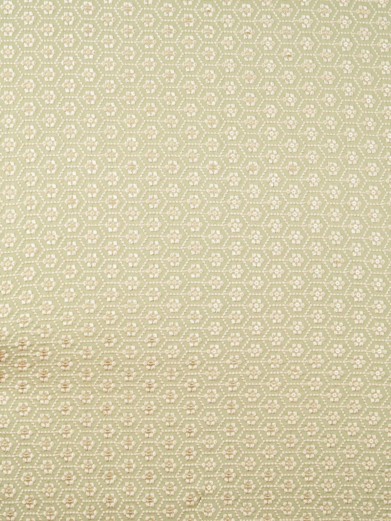 Men Pista Green Silk Blend Embroidered Dupatta