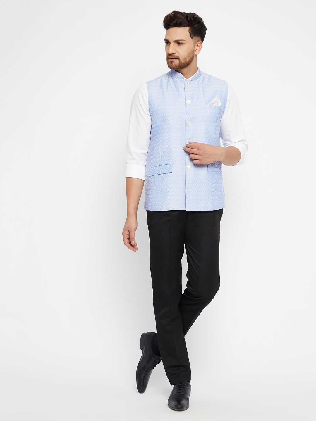 Men's Lavender Acquard Nehru Jacket