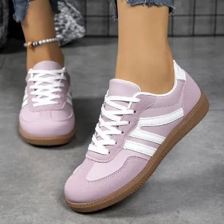 Violet women's lace-up orthopedic sneakers by Hudson Ridge, purple footwear with supportive design and comfortable fit.