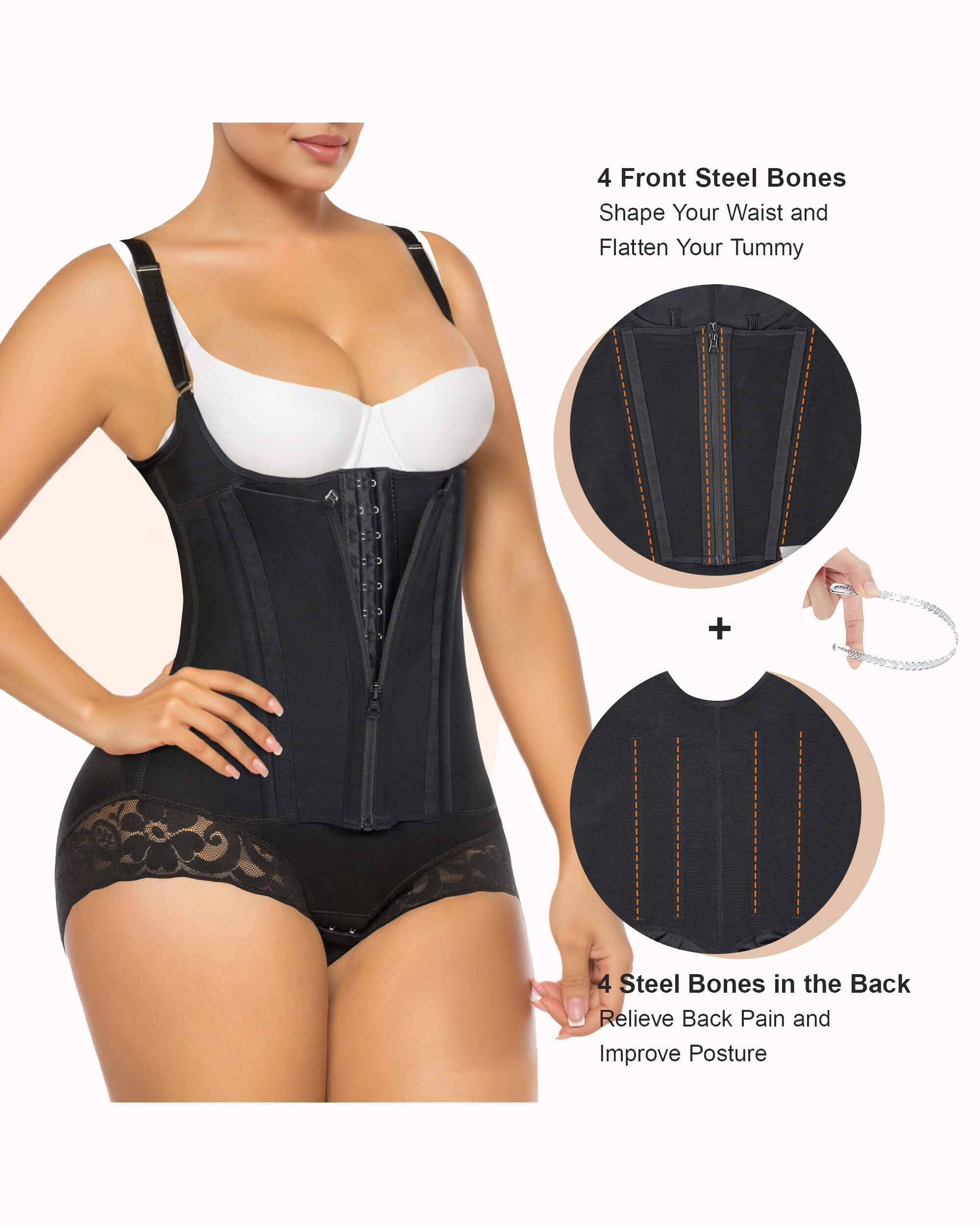 8-Steel-Bone Brief-Style Colombian Faja  - By Qivii