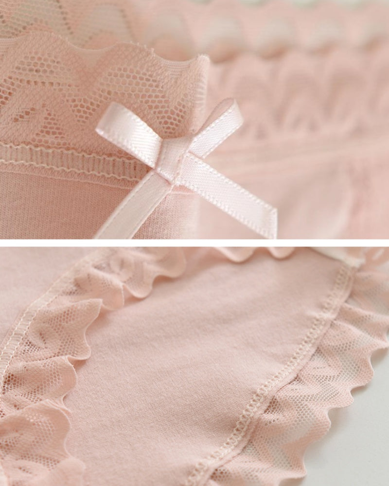 High Waisted Comfortable Cotton Breathable Panties With Lace Trim  - By Qivii