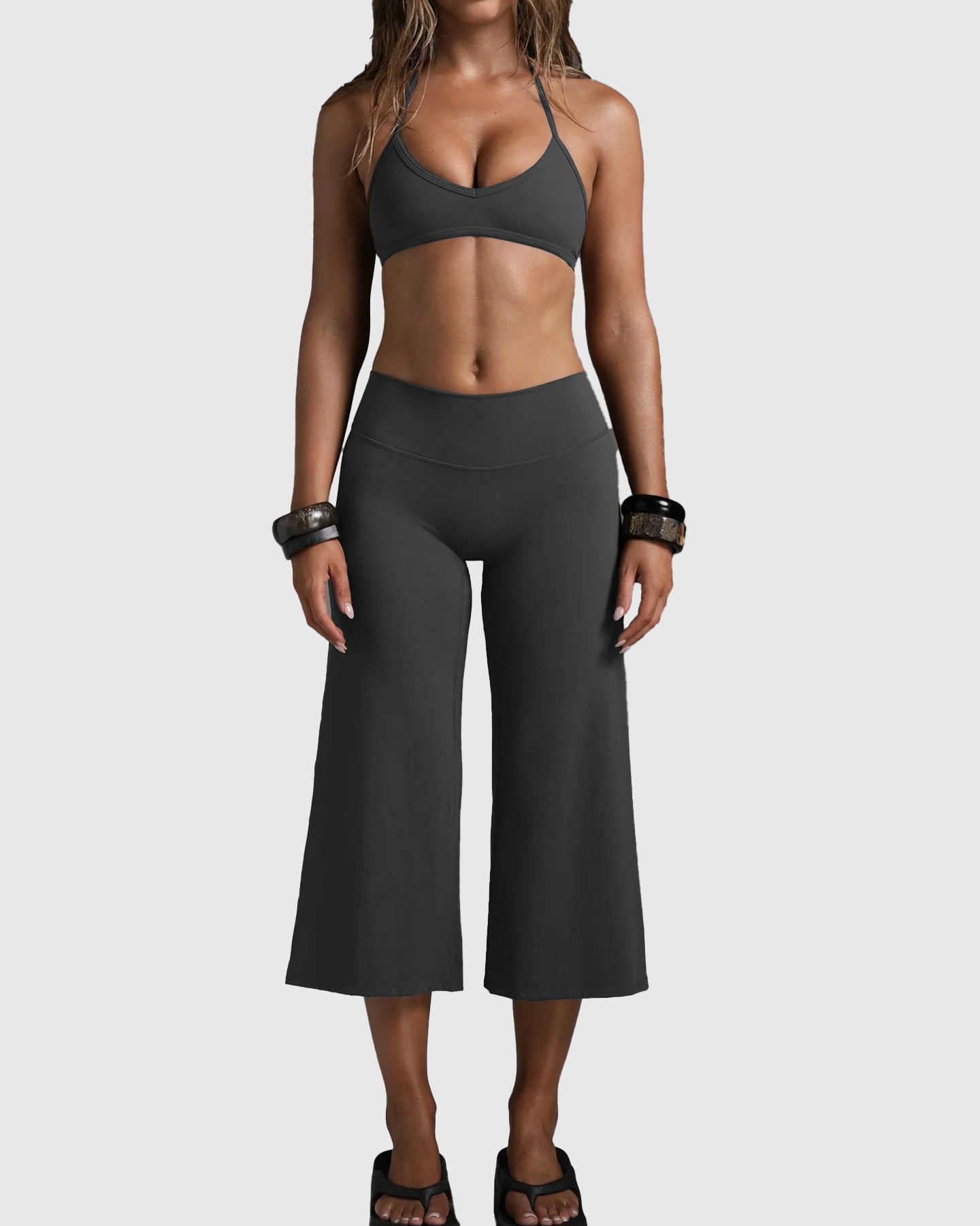 Cpari Wide-Leg Pants Yoga Sportswear Set  - By Qivii