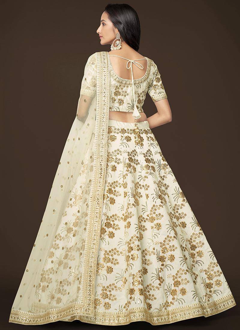 White Sequence Embroidery Festive Lehenga Choli - qivii