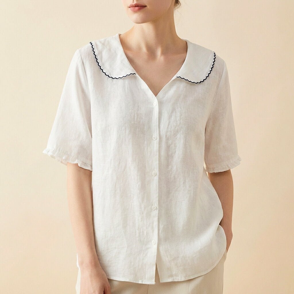Clara Cotton-Linen Blouse  - By Qivii