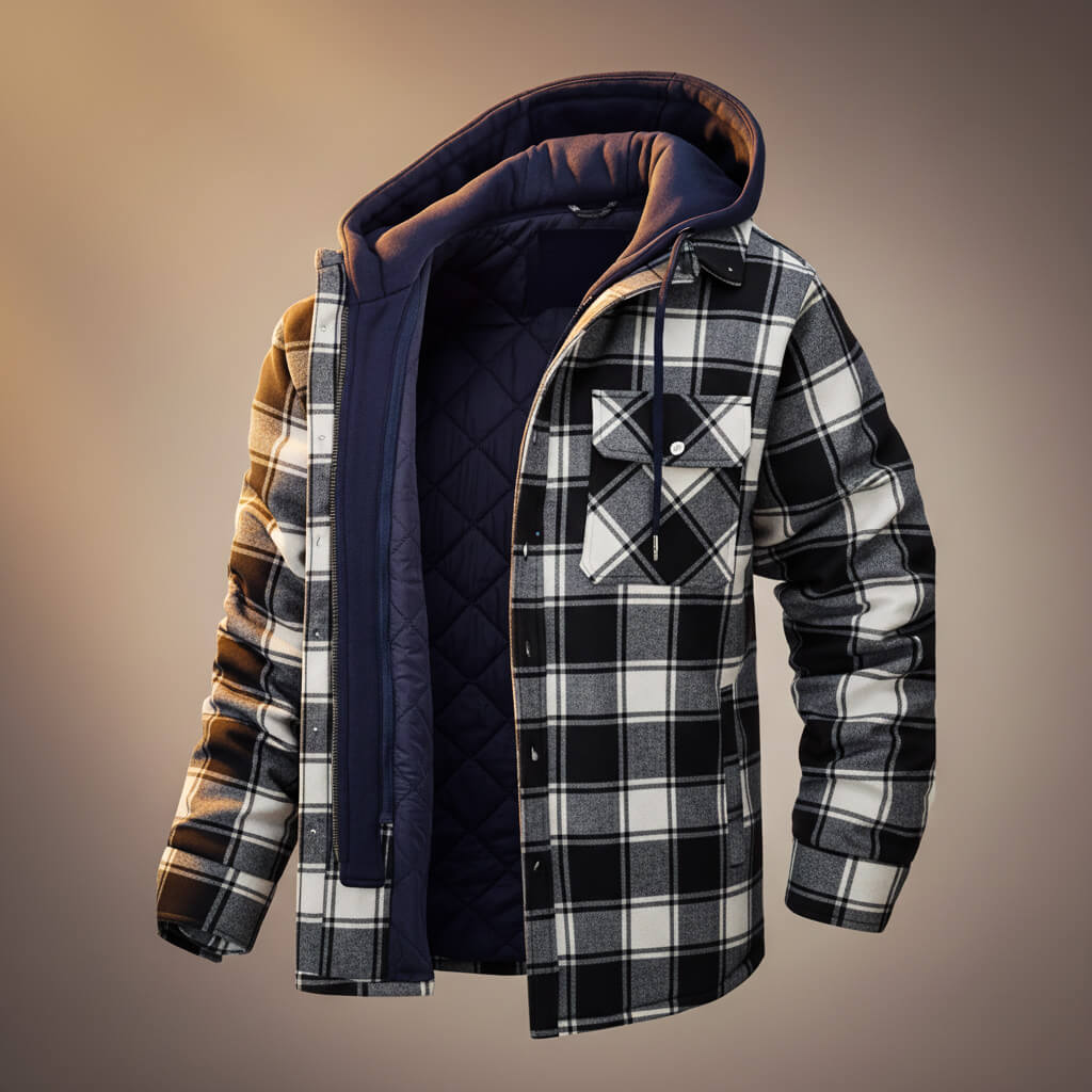 Sawyer Hooded Plaid Jacket  - By Qivii