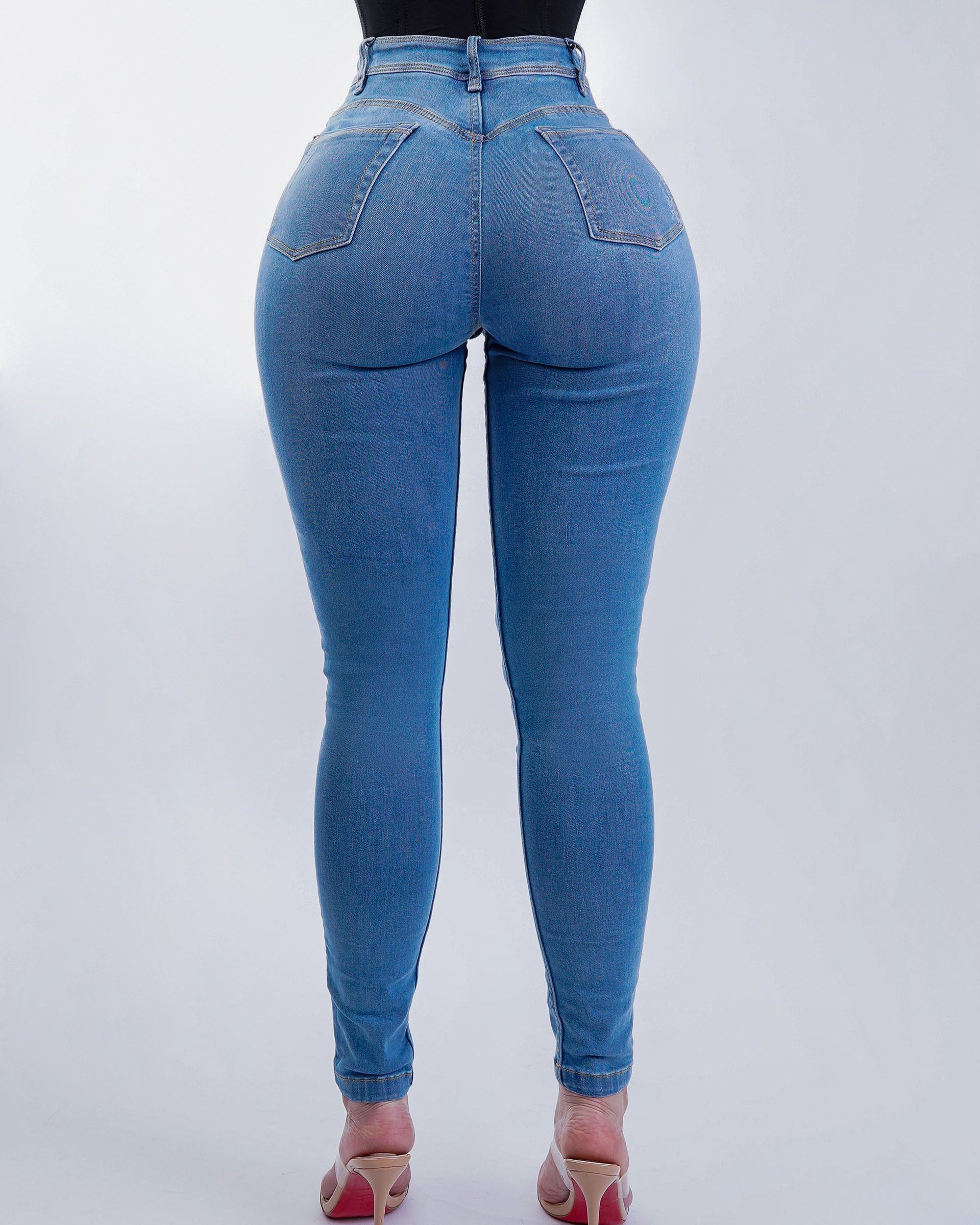 High Waist Ripped Skinny Butt Lifting Stretch Jeans  - By Qivii
