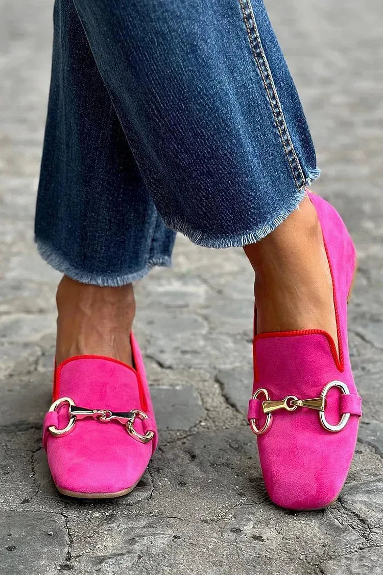 Women's fluorescent pink loafers by Hudson Ridge, Winona collection, featuring comfortable slip-on design and vibrant color.