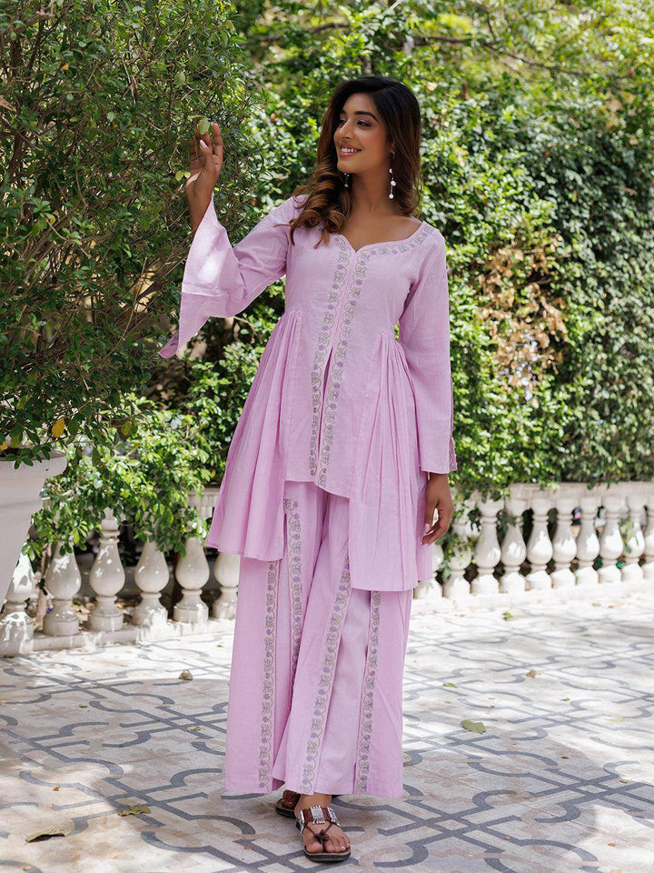 Winsome Orchid Solid Cotton Kurta Set - qivii