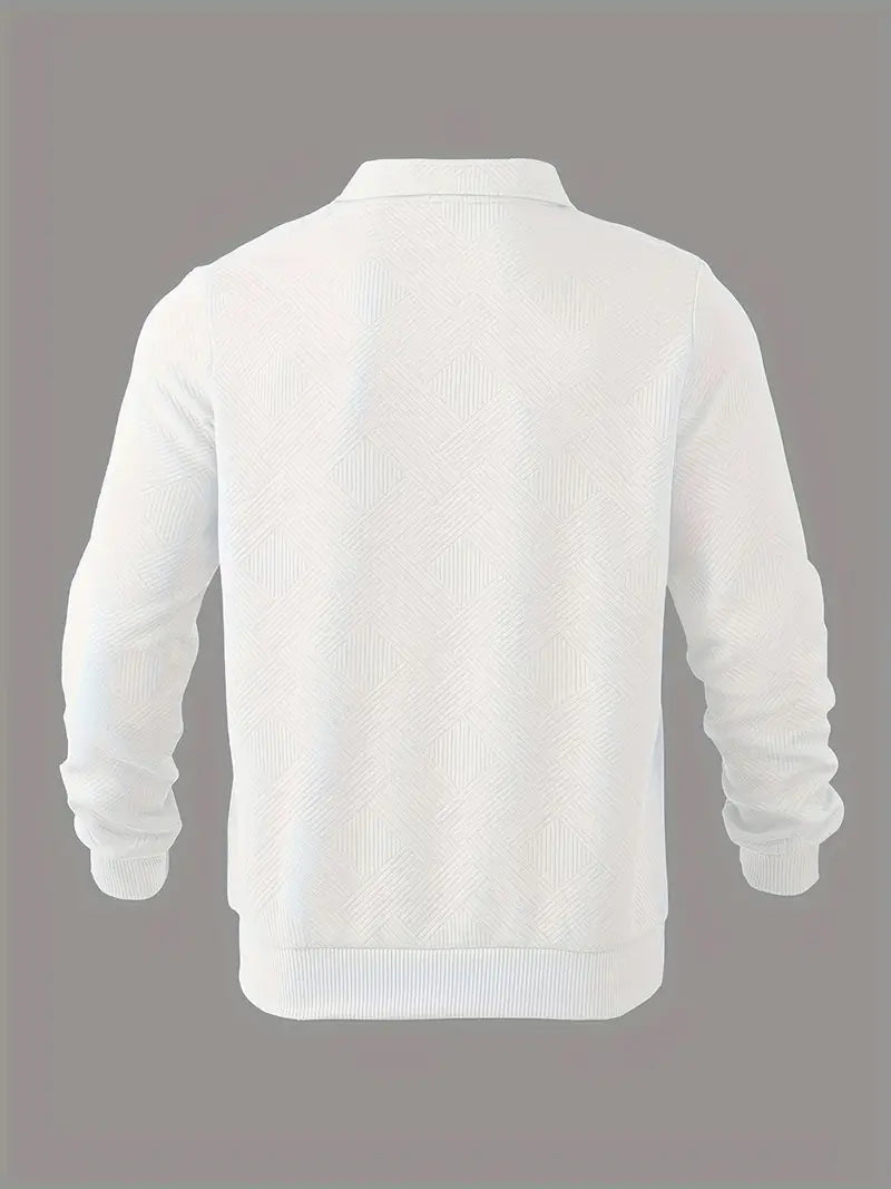 James™ - Vintage Geometrisch Ontwerp Sweater Met Rits  - By Qivii