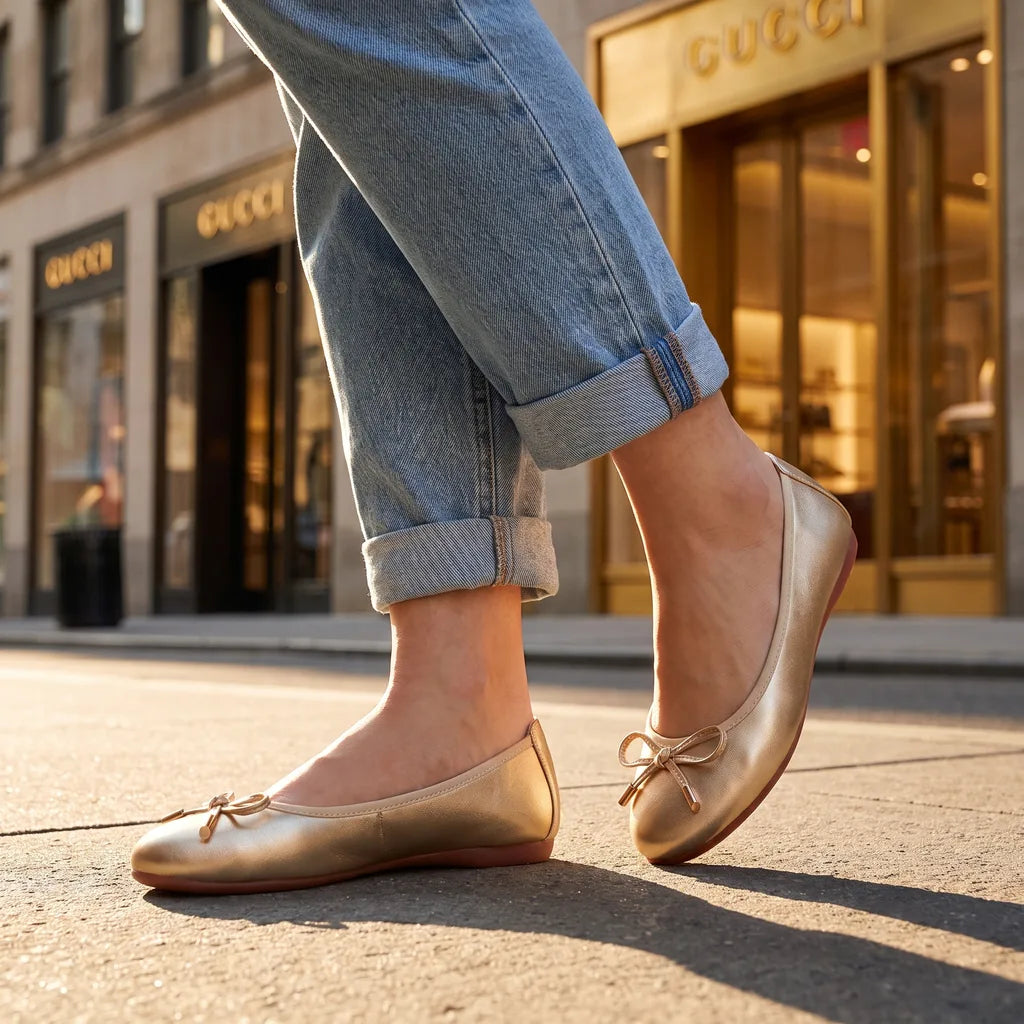 Hudson Ridge Wolfe women's ballet flats in multi-color, soft slip-on footwear, perfect for casual or dressy wear.