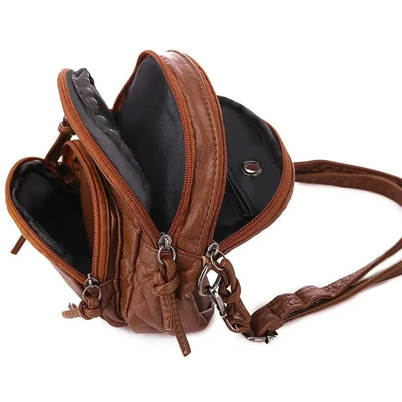 Women Soft Leather Crossbody Travel Bag  - By Qivii