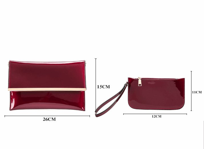 Women's 3 Piece Patent Leather Handbag Set  - By Qivii