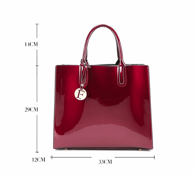 Women's 3 Piece Patent Leather Handbag Set  - By Qivii