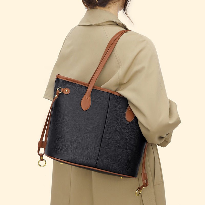 Women's Cowhide Leather Commuter Tote Bag  - By Qivii