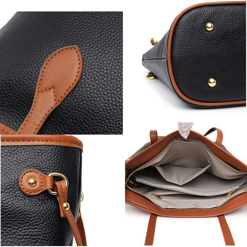 Women's Cowhide Leather Commuter Tote Bag  - By Qivii