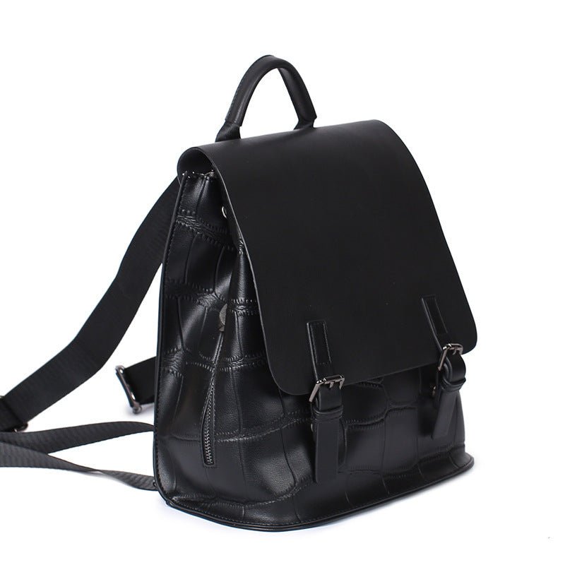 Women's Genuine Leather Assorted Color Simple Backpack  - By Qivii