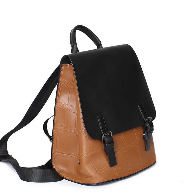 Women's Genuine Leather Assorted Color Simple Backpack  - By Qivii