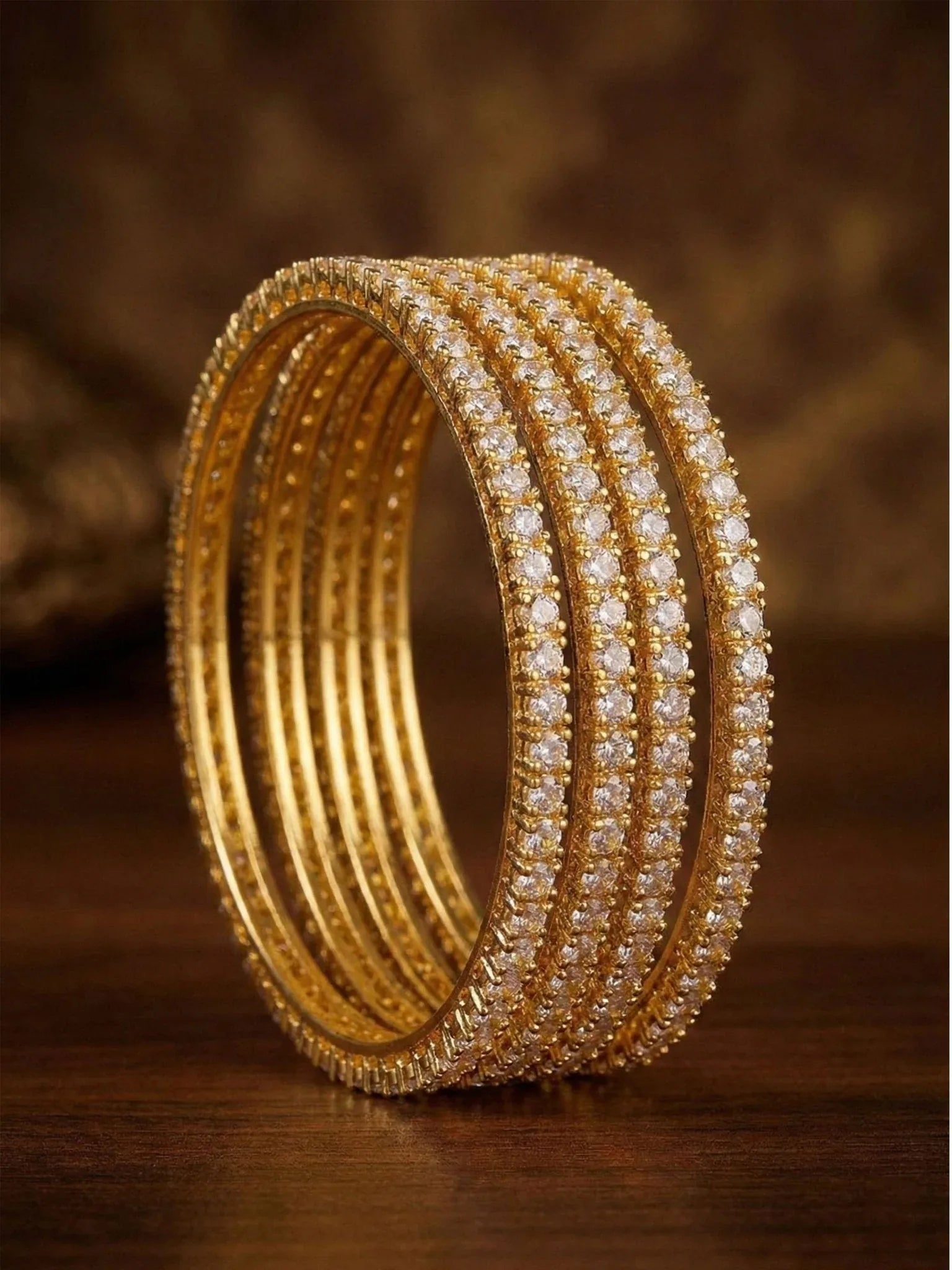 Women's Gold Rhodium Plated Bangles Set of 4