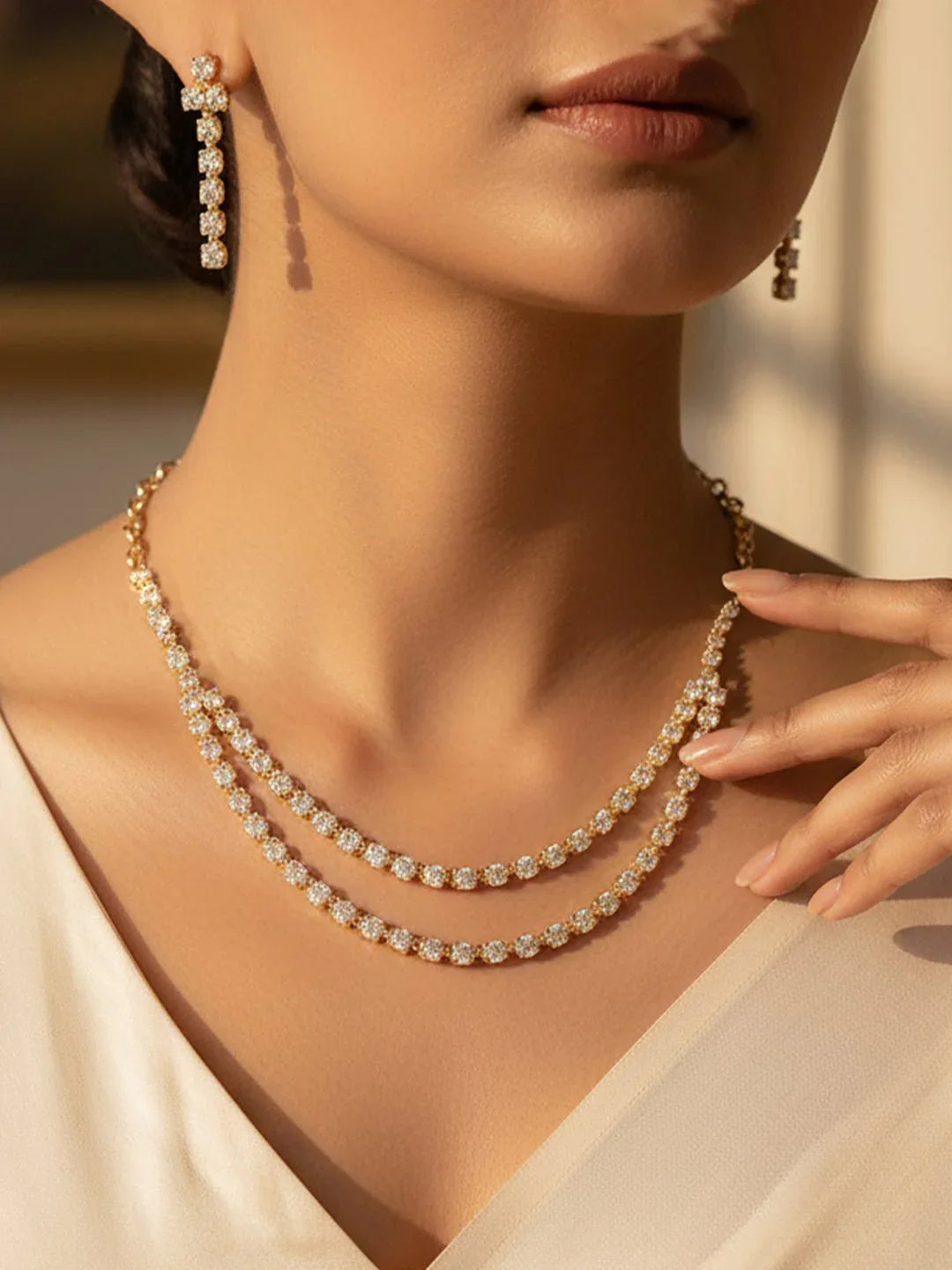 Women's Gold Rhodium Plated Layered Necklace