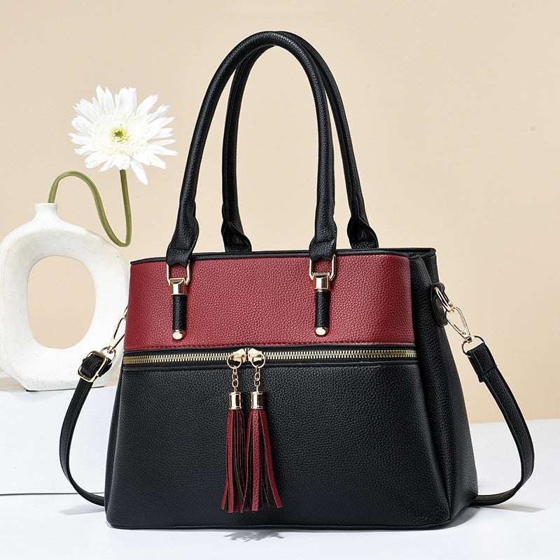 Women's Large Capacity Soft Leather Tassel Shoulder Bag  - By Qivii
