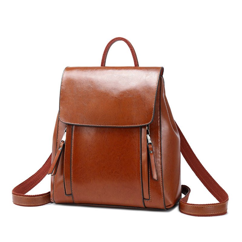 Women's Leather Cowhide Backpack  - By Qivii