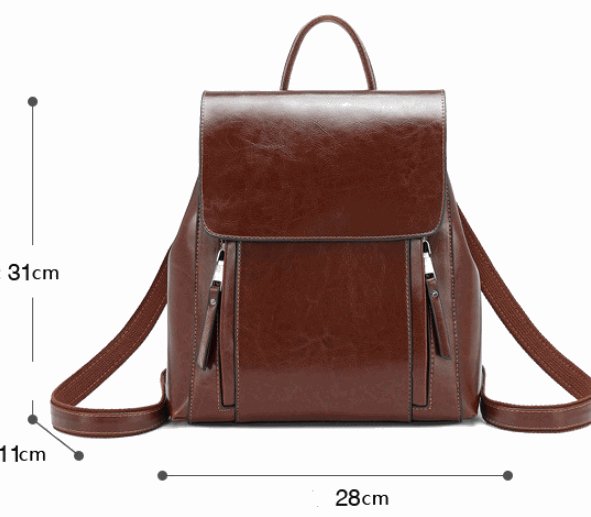 Women's Leather Cowhide Backpack  - By Qivii
