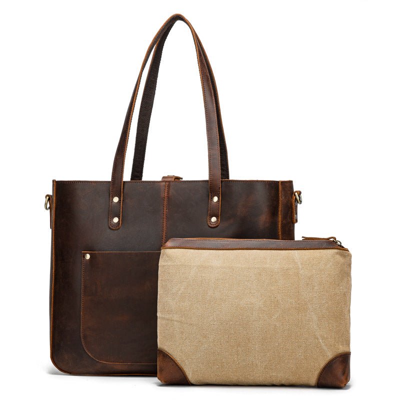 Women's Luxury Genuine Leather Shoulder Tote Bag  - By Qivii