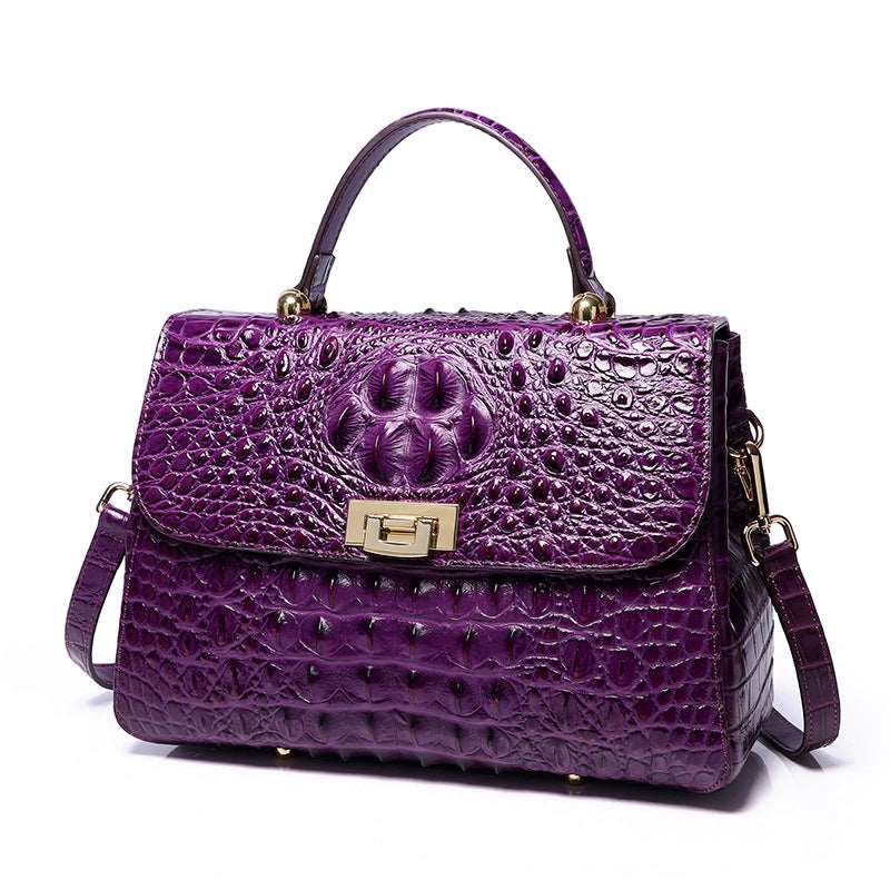 Women's Luxury Scale Pattern Leather Shoulder Messenger Bag  - By Qivii
