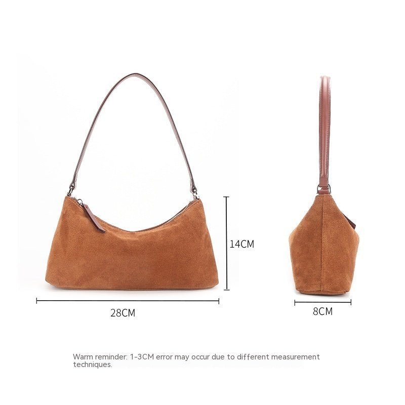 Women's Luxury Suede Underarm Leather Shoulder Handbag  - By Qivii