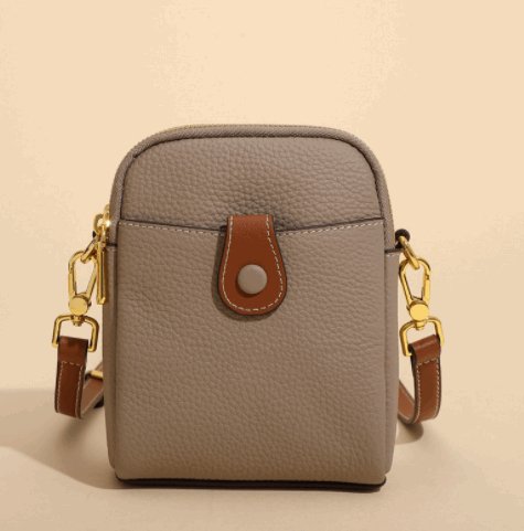 Women's Small Cowhide Leather Mobile Phone Crossbody Bag  - By Qivii