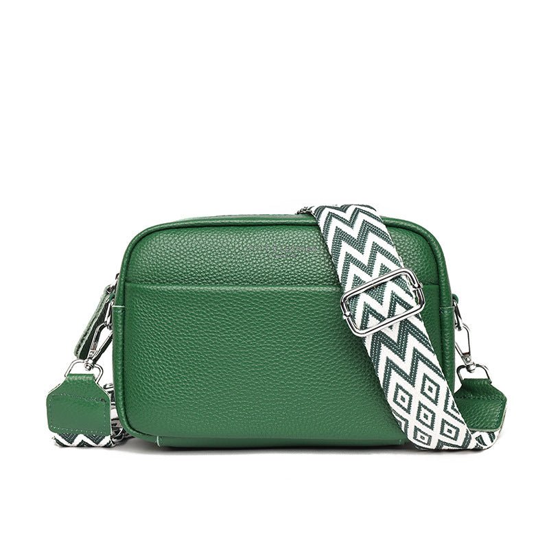 Women's Small Square Crossbody Bag With Embroidered Wide Shoulder Strap  - By Qivii