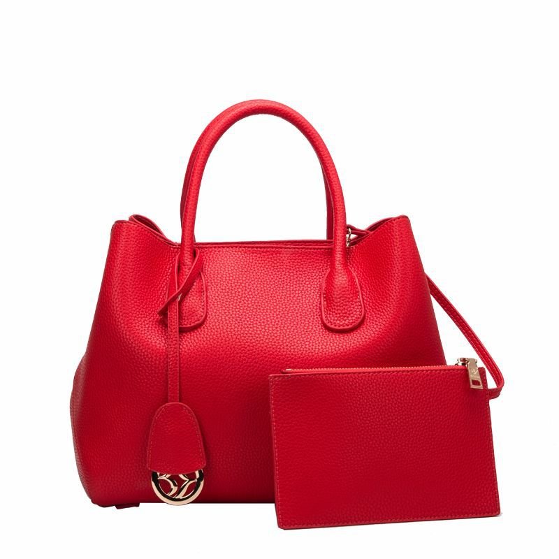 Women's Top Layer Cowhide Lychee Pattern Shoulder Bag  - By Qivii