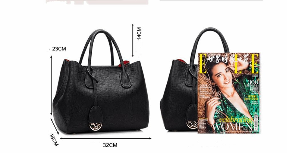 Women's Top Layer Cowhide Lychee Pattern Shoulder Bag  - By Qivii