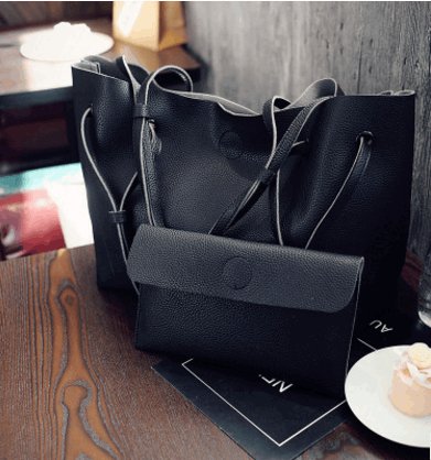 Women's Two-Piece Shoulder Tote Bag and Clutch  - By Qivii