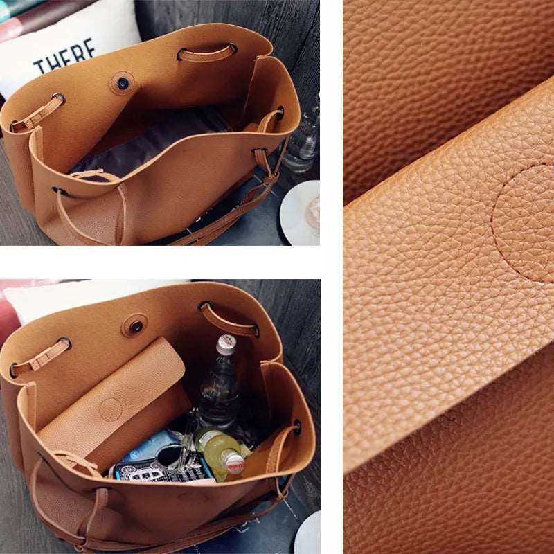 Women's Two-Piece Shoulder Tote Bag and Clutch  - By Qivii