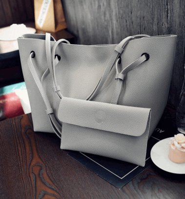 Women's Two-Piece Shoulder Tote Bag and Clutch  - By Qivii
