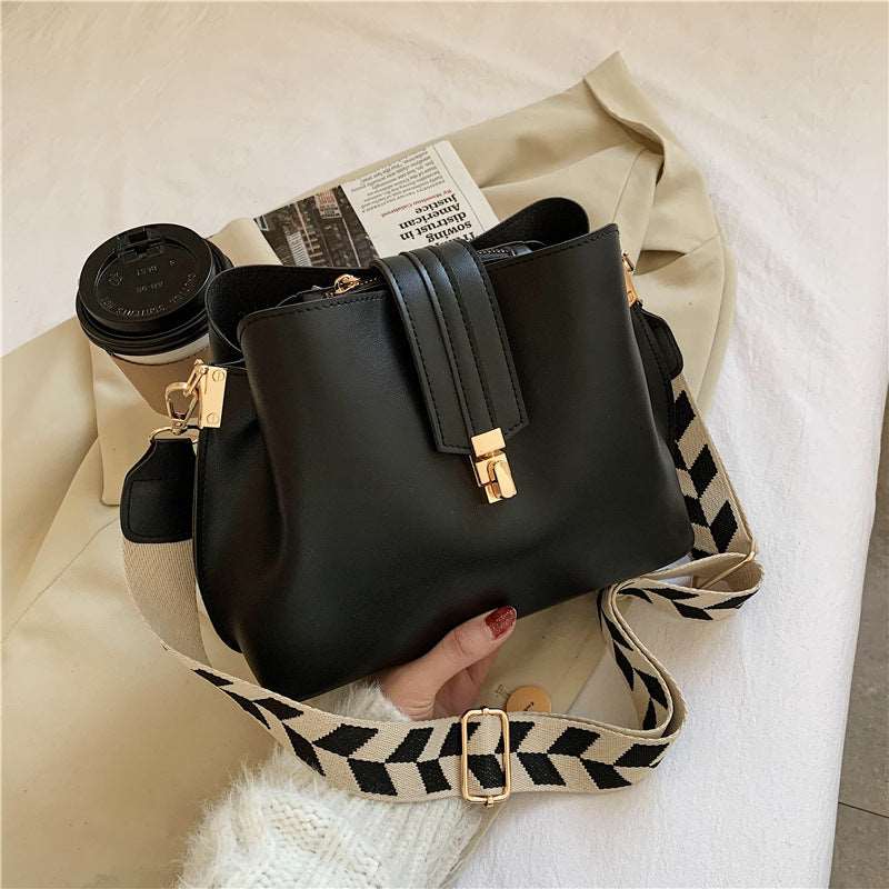 Women's Wide Shoulder Strap Bucket Bag  - By Qivii