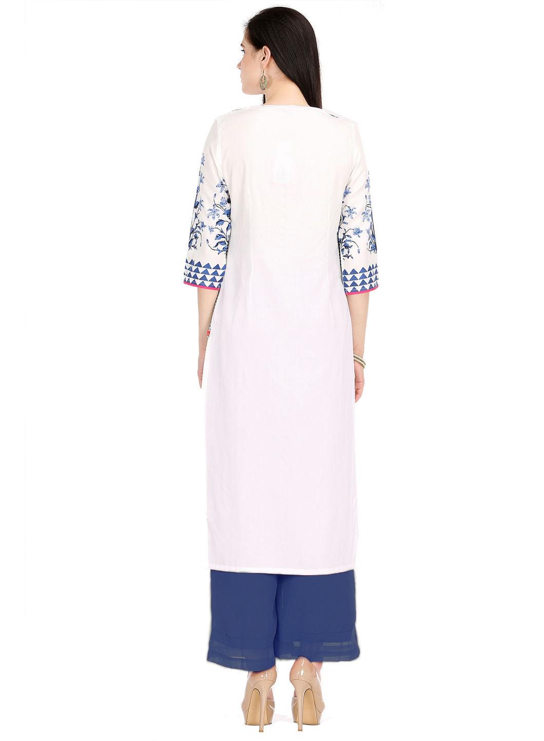 Wonderful White Color Printed Long Casual Kurti by Qivii